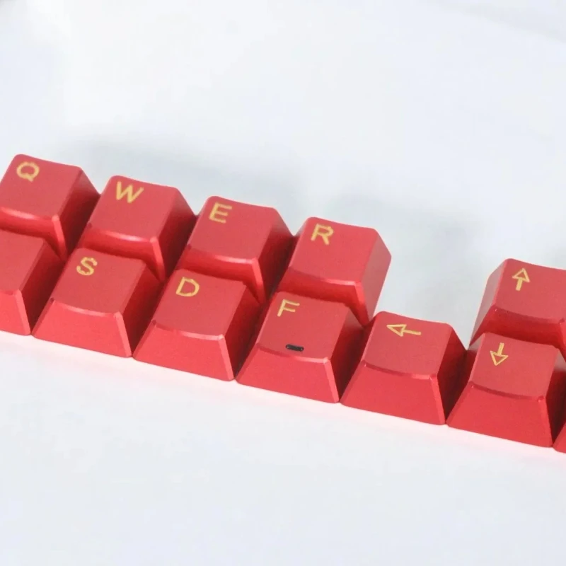 Juego de teclas con tema de Metal, rojo y negro, perfil de cereza, tapas de teclado de aleación de aluminio, accesorios de regalo para teclado mecánico personalizado - imagen 5
