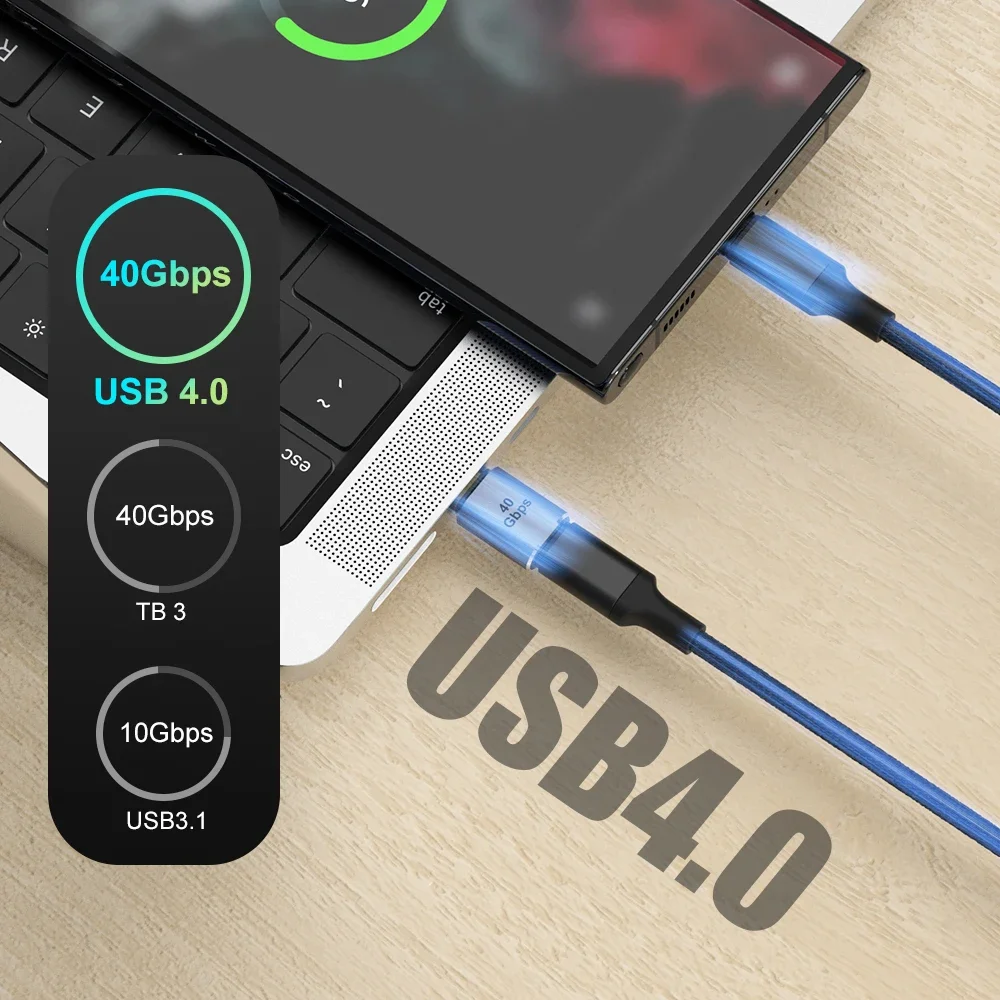 Conector de cargador USB 4,0 PD 100W 8K 60Hz para Macbook 40Gbps adaptador USB C OTG de alta velocidad en forma de U ángulo recto macho a hembra - imagen 3