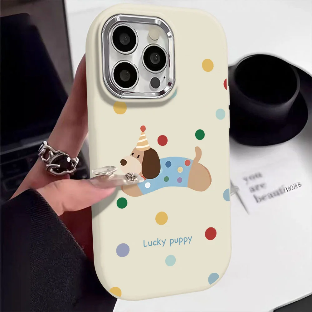 Funda con marco de lente de Metal de lujo para Samsung A55 5G A54 A53 A35 A33 A15 A14 A13 A12 A50 A52 A34 A32 funda de silicona suave con bonito perro gato - imagen 2