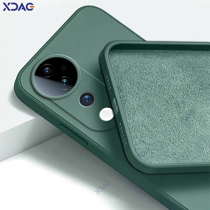 Funda de teléfono de silicona líquida cuadrada Original para VIVO V40 Pro 5G 360 funda protectora suave a prueba de golpes VIVOV40 lindos bolsos Coque - imagen 2