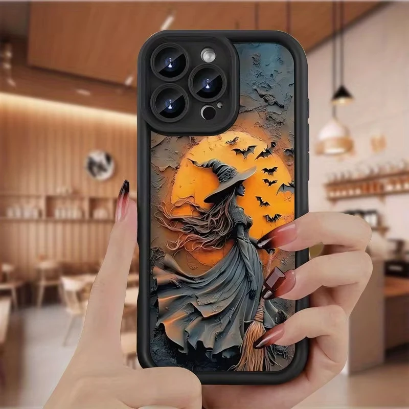 Funda Dark Bat Witch para Samsung Galaxy A53 A50 A50S A36 5G A35 A34 A33 A32 A30 A26 A24 A23 A22 A20 A16 A15 A14 A13 4G contraportada