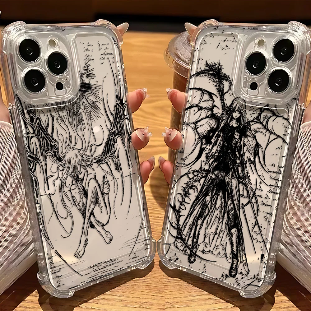 Funda de teléfono de lujo Black Angel Death Demon para vivo V40 V30 V29 V27 V25 V23 Y02 Y50 Y76 Y38 Y28 Y78 Y36 Y27 Y35 Pro 4G 5G