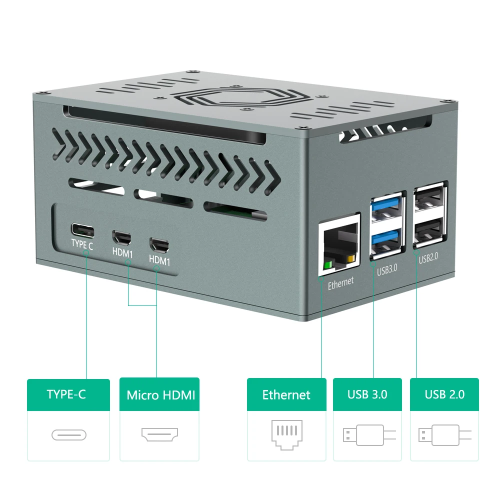 Caja de aluminio para Raspberry Pi 5 con ventilador PWM 4010 y disipadores de calor de cobre para Raspberry Pi 5 - imagen 2