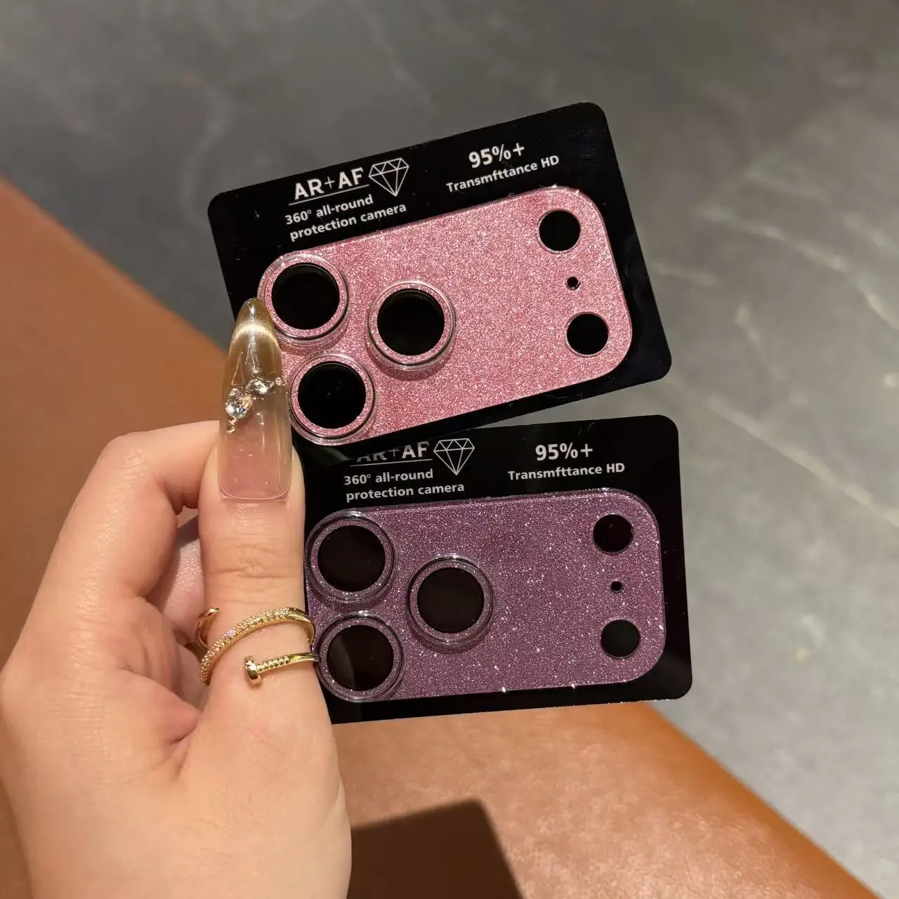 Protector de cámara completo con purpurina para IPhone 17pro 17 15 14 Pro Max Plus, protector de lente, película de vidrio templado, cubierta trasera de anillo - imagen 2