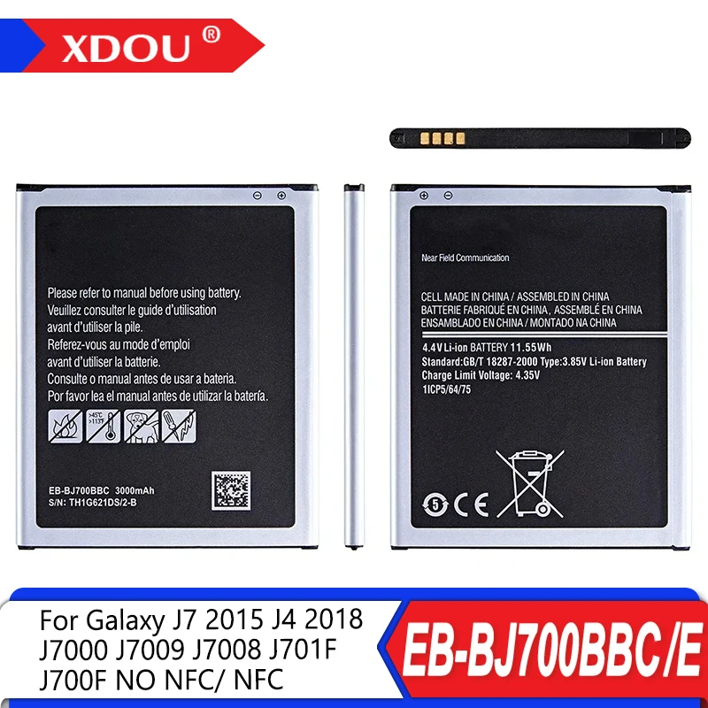 Nueva batería EB-BJ700BBC EB-BJ700CBE 3000mAh para Samsung Galaxy J7 2015 J4 2018 J7000 J7009 J7008 J701F J700F sin NFC/NFC