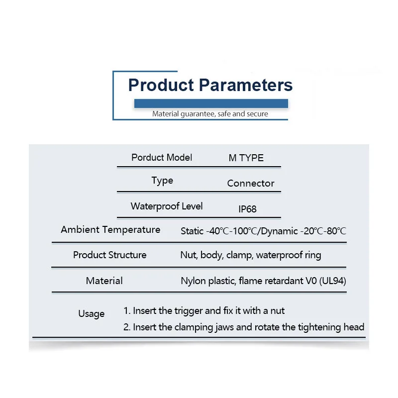 Conector de Cable de fijación de nailon blanco IP68, junta de sellado de plástico negro, glándula de Cable impermeable, 16Mm-44Mm, M32/m36/m40/m50/m63 - imagen 3