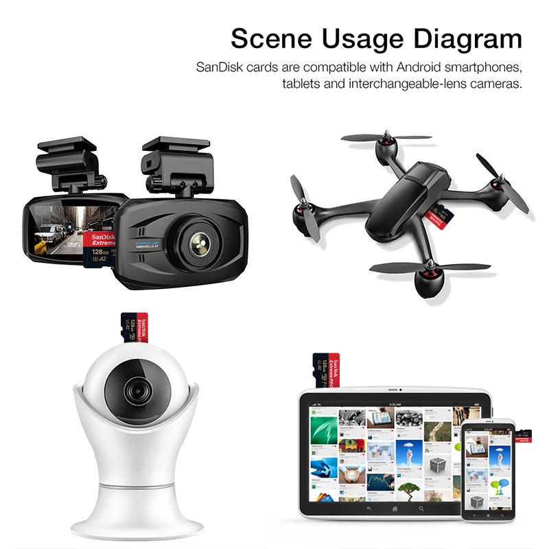 SanDisk-tarjeta Micro SD Extreme Pro Flash de 128GB, SDXC UHS-I, 400GB, 256GB, 64GB, U3 V30, adaptador de tarjeta de memoria TF para cámara DJI - imagen 4