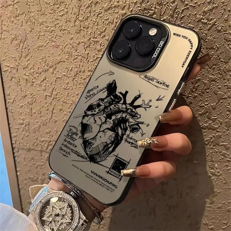 Funda Graffiti Heart para iPhone 16 15 14 13 12 11 Pro Max XS XR 7 8 Plus SE carcasa protectora de pantalla a prueba de golpes - imagen 3