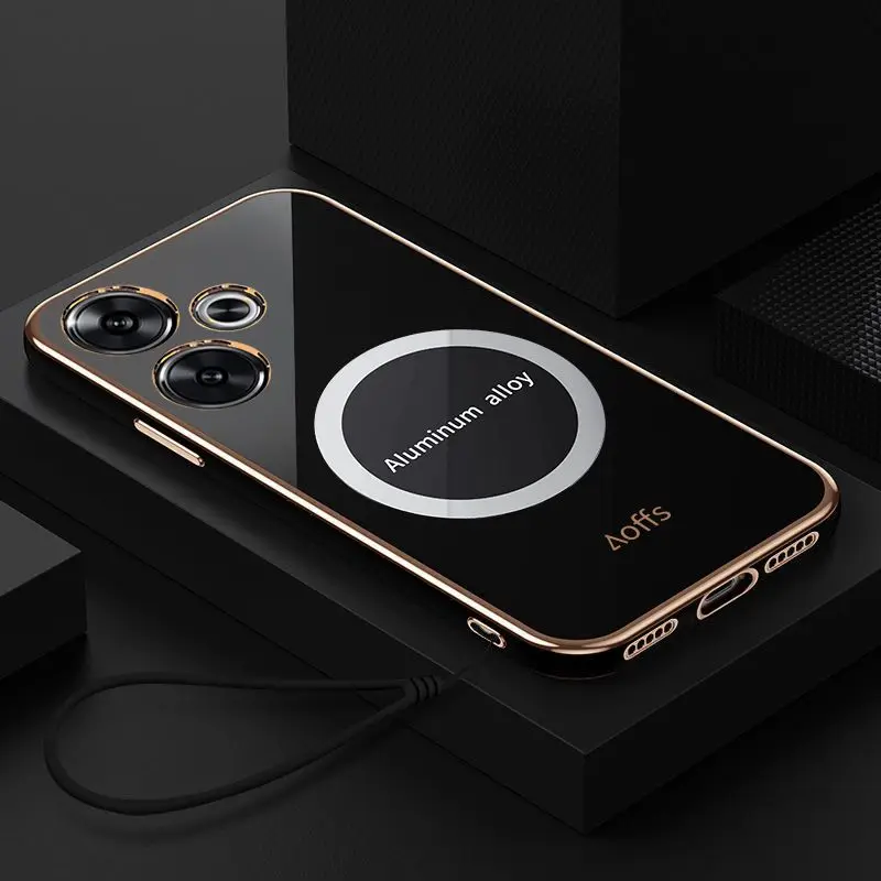 Funda trasera protectora delgada magnética para teléfono Xiaomi POCO F6 Pro, carcasa de TPU suave chapada, carcasa de teléfono - imagen 3