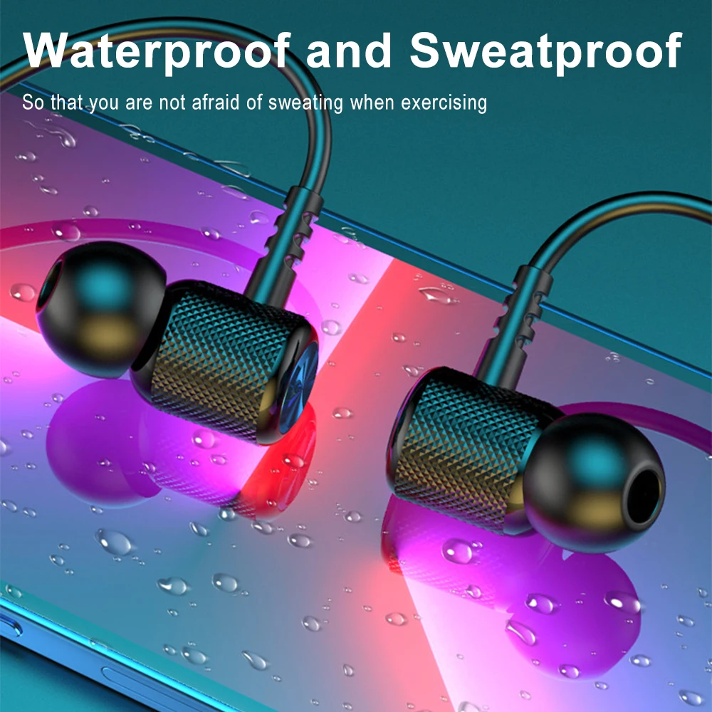 Auriculares inalámbricos con Bluetooth 5,0, audífonos con banda para el cuello, magnéticos, deportivos, impermeables, TWS, con cancelación de ruido y micrófono - imagen 4