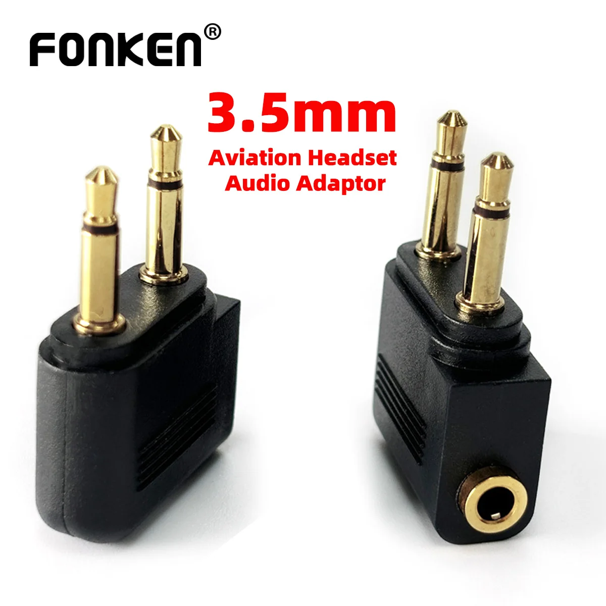 Adaptador de Audio Fonken, conector de 3,5mm, auriculares de avión de línea aérea, adaptador de Audio para avión, auriculares de viaje