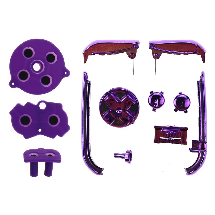 JCD para Gameboy Advance GBA teclados de repuesto L R A B D almohadillas botón de encendido y apagado cromado con goma conductora - imagen 3