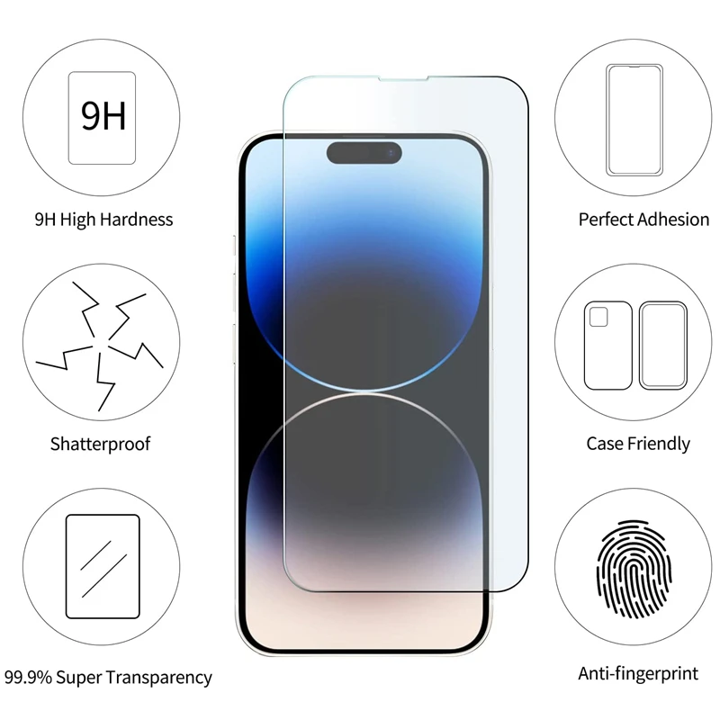 3/5 Uds Protector de pantalla de cristal funda de teléfono para IPhone 17 Air 12 11 13 14 15 16 Pro Max Mini XS XR X Plus 16Pro IPones cubierta frontal - imagen 2