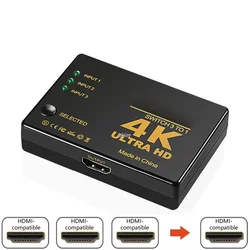 Conmutador HDMI 3 entradas y 1 salida 4K para PS4 y TV