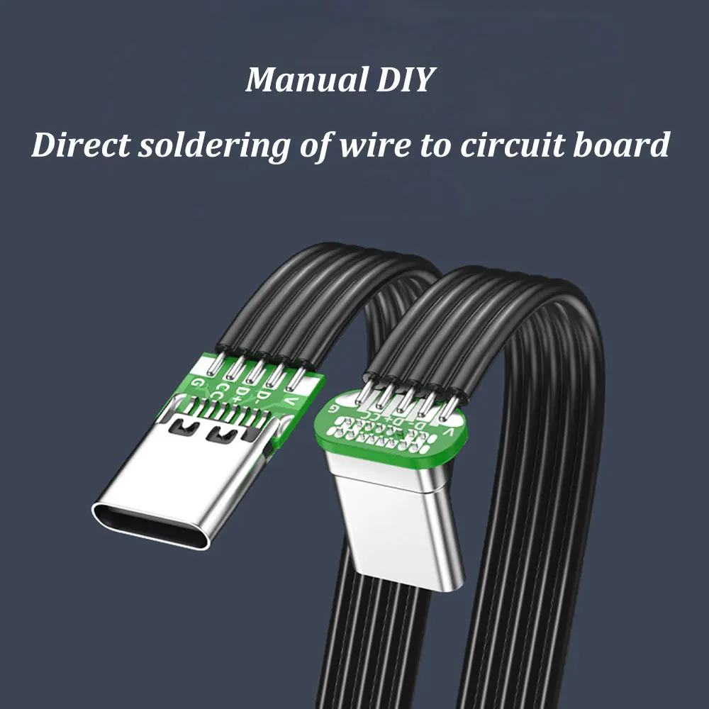 Cable Flexible plano USB 3,1 tipo C 40K 60Hz tipo c macho a macho/hembra datos codo en forma de L ángulo recto Cable plano de silicona DIY - imagen 3