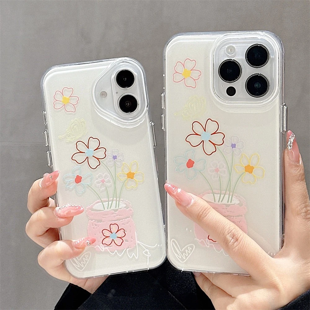 Funda de teléfono IMD de lujo a prueba de golpes para iPhone 11 Funda iPhone 13 15 14 16 Pro Max 12 13promax 14promax Funda de flores de plástico duro - imagen 2