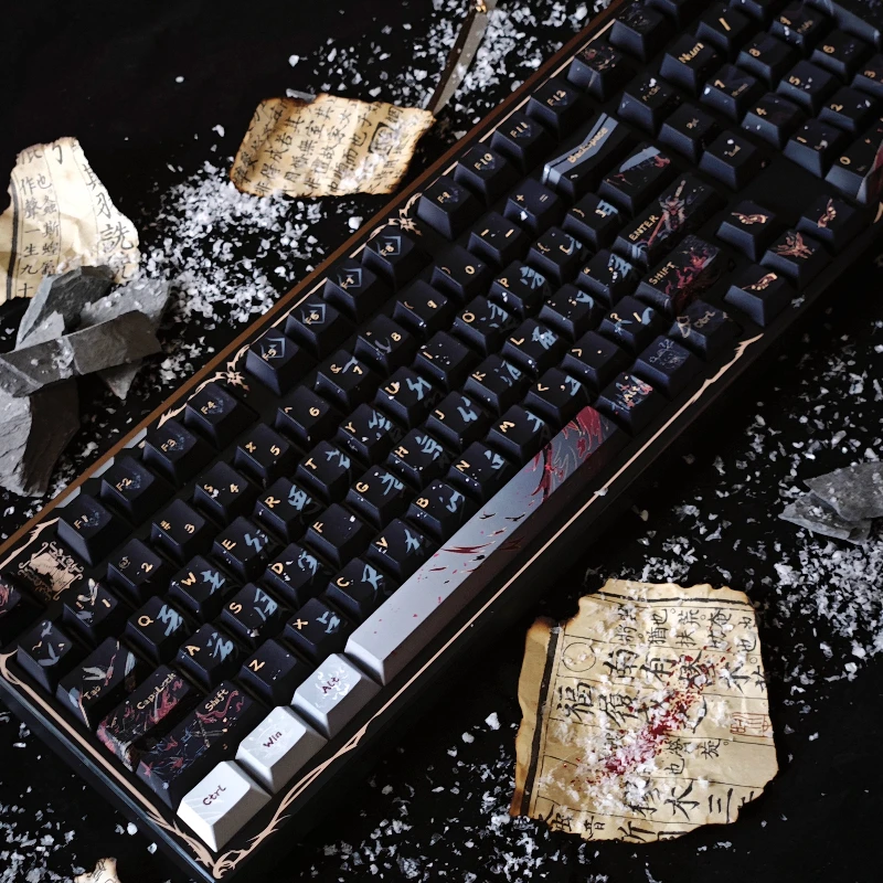 Juego de teclas temáticas Fengyan Ling, sublimación PBT, perfil de cereza, teclas de transmisión para teclado mecánico, accesorios para juegos