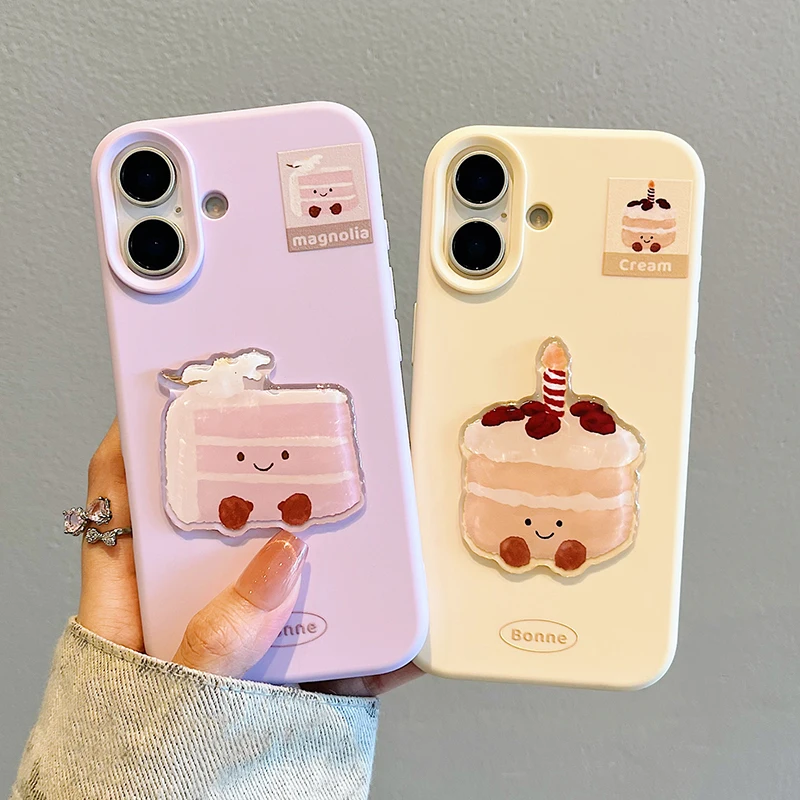 Funda de teléfono Ins con dibujos divertidos de pastel de cereza y postre para iPhone 16 Pro Max 17 15 13 14, Funda trasera suave bonita - imagen 3
