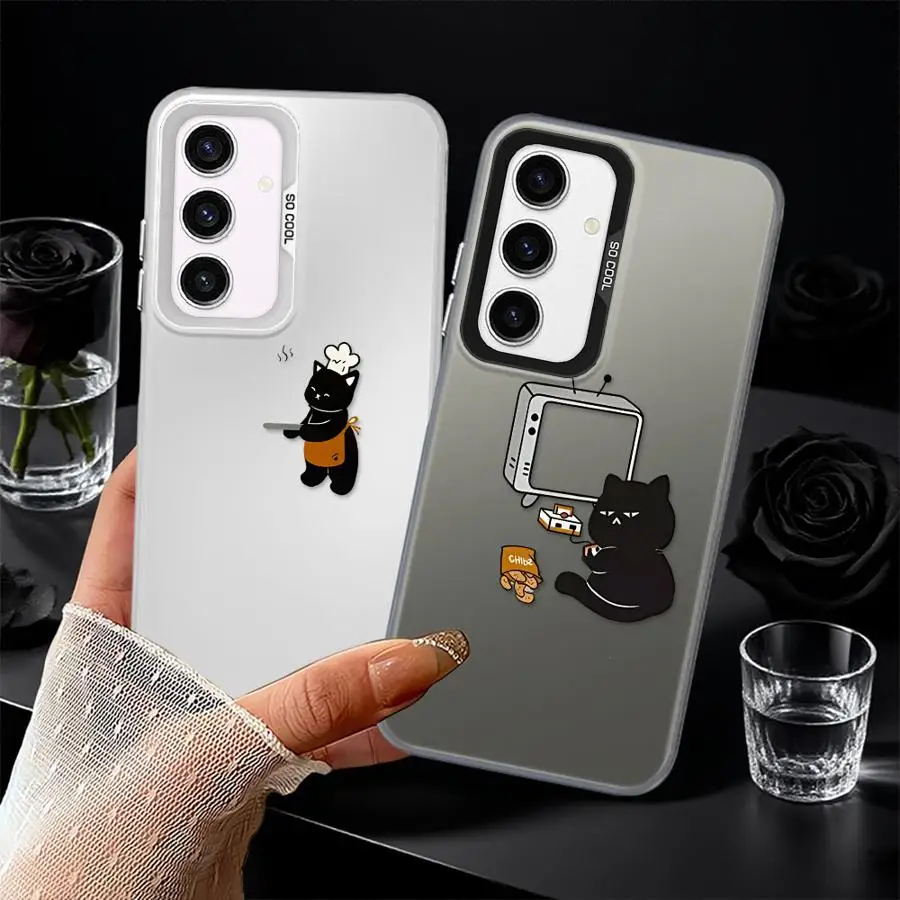 Funda para Xiaomi Poco F3 GT F4 C51 X3 Pro C50 X5 X3 NFC funda trasera de teléfono dibujos animados creativo gato negro - imagen 5