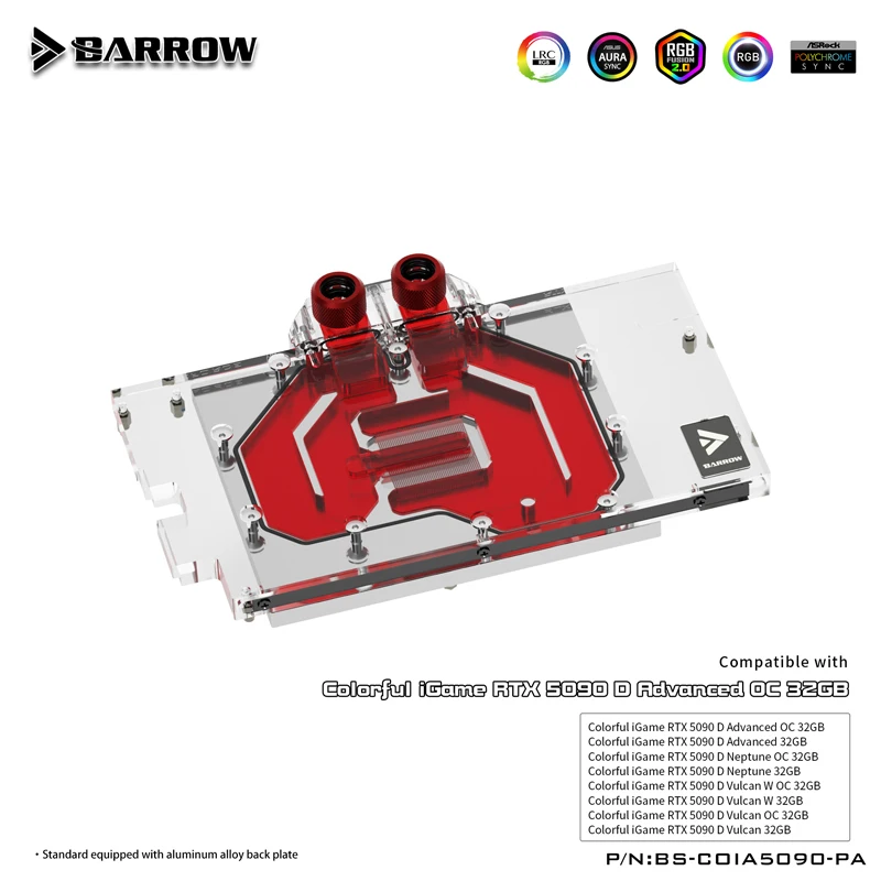 Refrigerador de agua para ordenador Barrow, bloque de refrigeración por agua con tarjeta gráfica de cobertura completa avanzada/Vulcan 5090, BS-COIA5090-PA - imagen 2