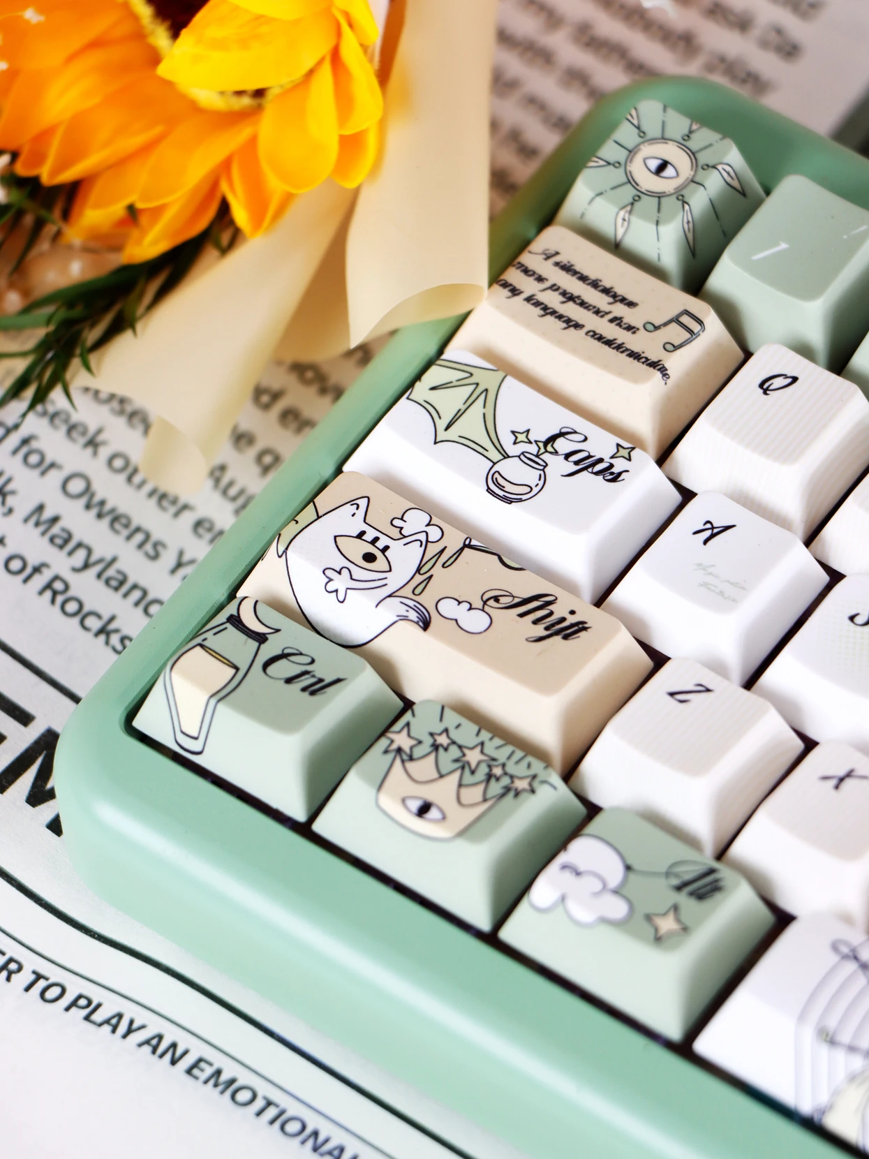 Teclas Poción Mágica Rhapsody 139 Teclas Cereza Pbt Verde Fresca Personalizado 2.25/2.75U Barra Espaciadora Diseño Iso Teclas Alice Layout - imagen 5