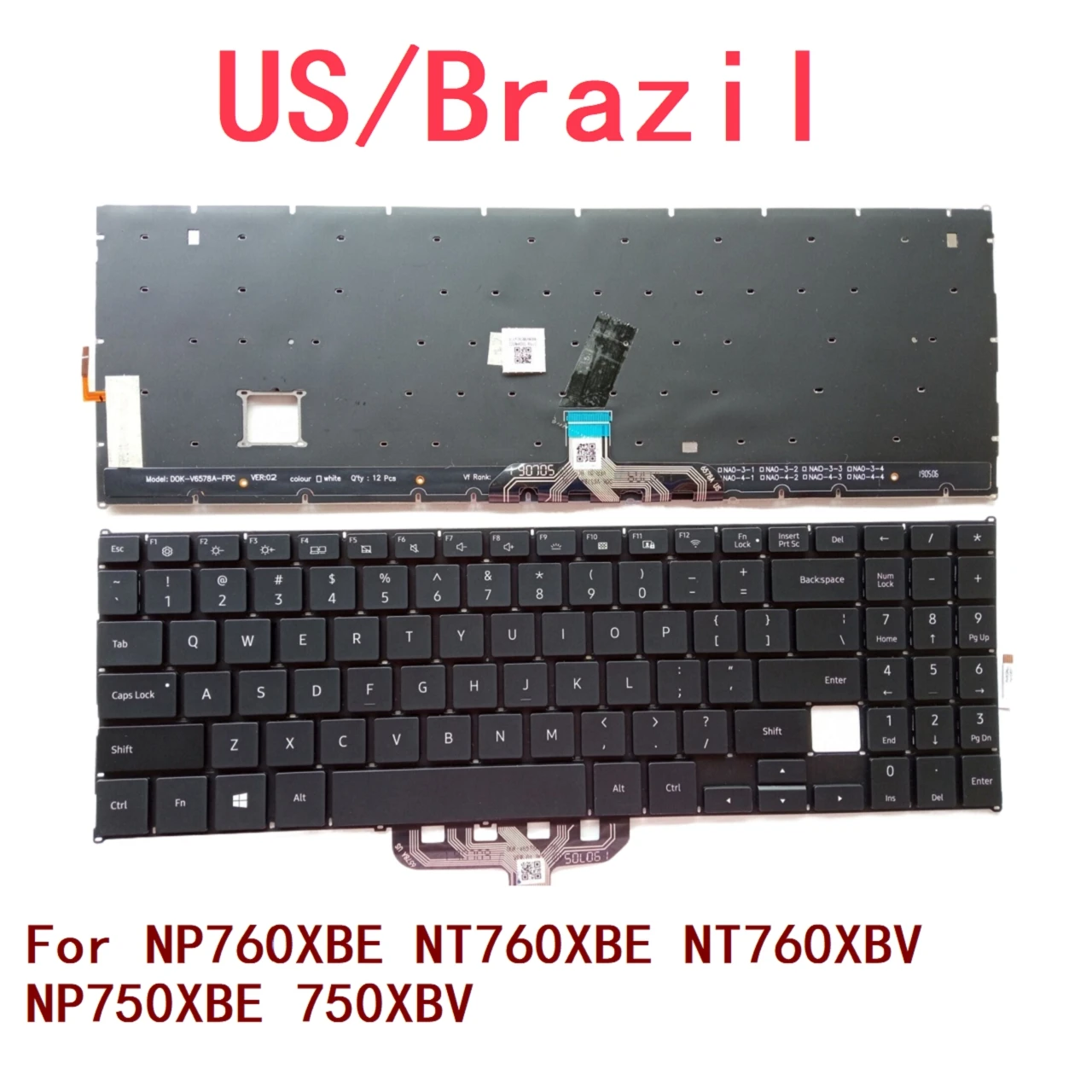 Nuevo teclado retroiluminado para ordenador portátil de EE. UU. Brasil para Samsung NP760XBE NT760XBE NT760XBV NP750XBE 750XBV Notebook reemplazo de PC