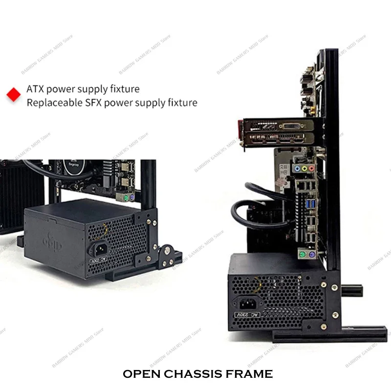 Gabinete para jugadores DIY ITX/MATX/ATX MOD, caja para PC de escritorio, estante de marco abierto, enfriador de agua creativo de aluminio, chasis para juegos de ordenador - imagen 5