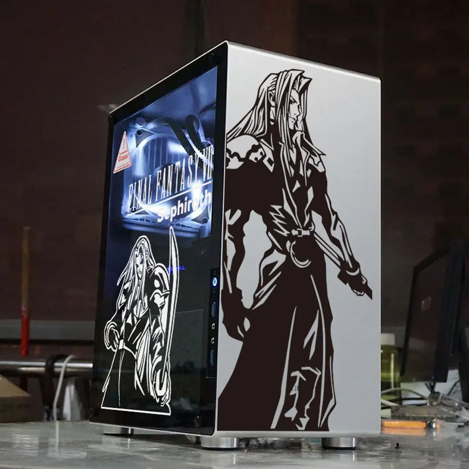 Pegatinas de anime Cloud Strife para carcasa de PC Atx, calcomanías decorativas de personajes de juego para chasis de computadora de juegos, pegatina de vinilo impermeable - imagen 2