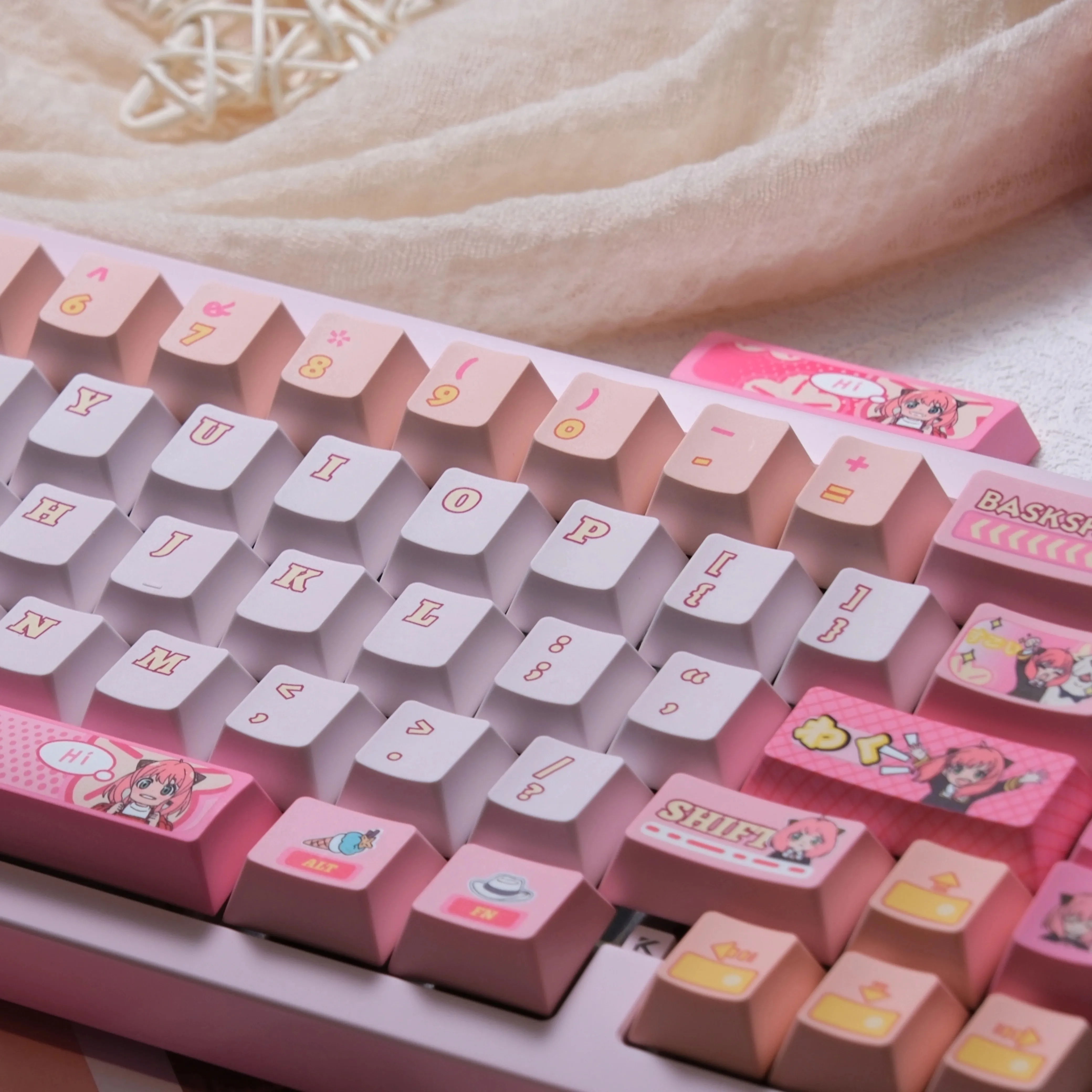 Teclas temáticas de Anime Anya Forger, bonitas teclas de 146 teclas, teclas de teclado con perfil de cereza, teclas personalizadas PBT DIY para regalos de teclado mecánico - imagen 2