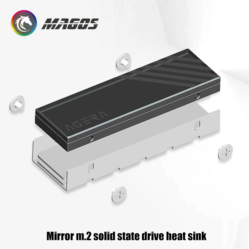 Armadura del disipador de calor de unidad de estado sólido M.2 de cristal de espejo, radiador M2 de aluminio del disipador de calor SSD 2280 con almohadilla térmica de cambio de fase - imagen 4