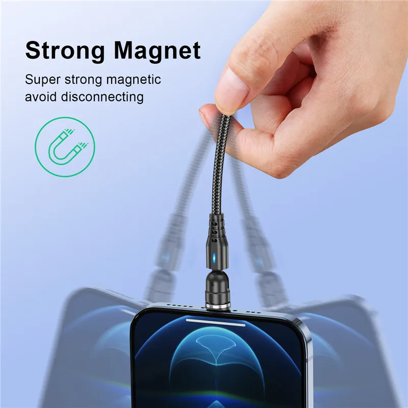 USLION 540 Cable magnético USB-C 5A giratorio carga rápida - imagen 3