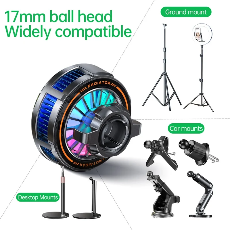 Cargador inalámbrico magnético para teléfono de coche, soporte de refrigeración Semiconductor, ventilador de luz de ambiente Universal para Iphone 17 16 15 Samsung, 15W - imagen 4