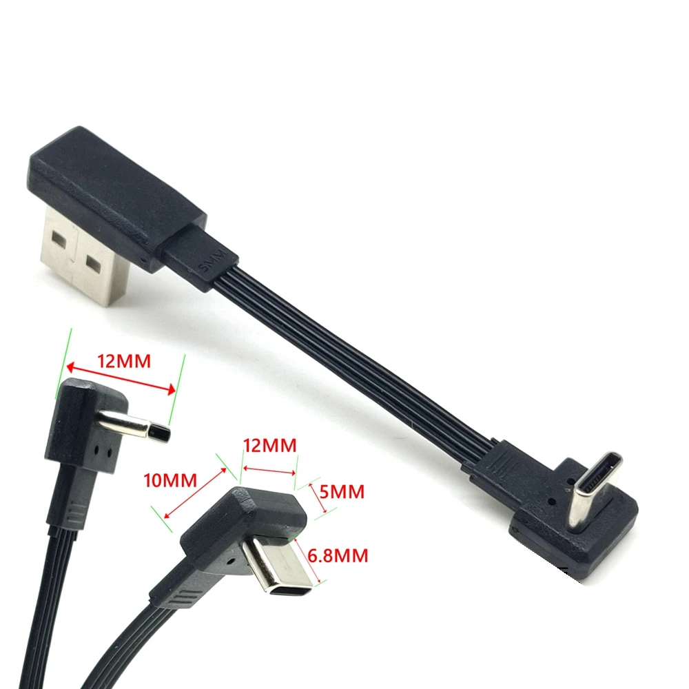 Codo USB plano de 10cm-1m a cable de datos de carga macho tipo C ultracorto 2,0 codo de enchufe cable flexible de esquina izquierda y derecha - imagen 2