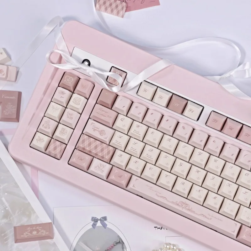Teclas originales de color rosa y francés, accesorios de teclado mecánico personalizados con perfil de cereza, sublimación PBT, 140 teclas, regalo - imagen 2