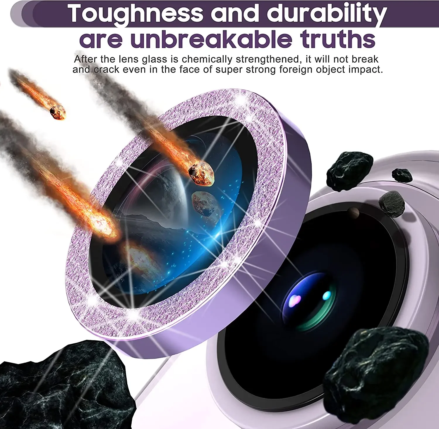 2-3 uds para IPhone 17 15 Pro Max 14 Plus 13 16 Pro brillo diamante vidrio templado lente de cámara protección película protectora de pantalla