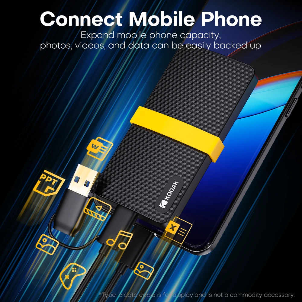Kodak SSD 1TB X200 SSD portátil USB 3,1 tipo C unidad externa disco duro 512GB 256GB unidad de estado sólido para PS4 portátil Macbook PC - imagen 2
