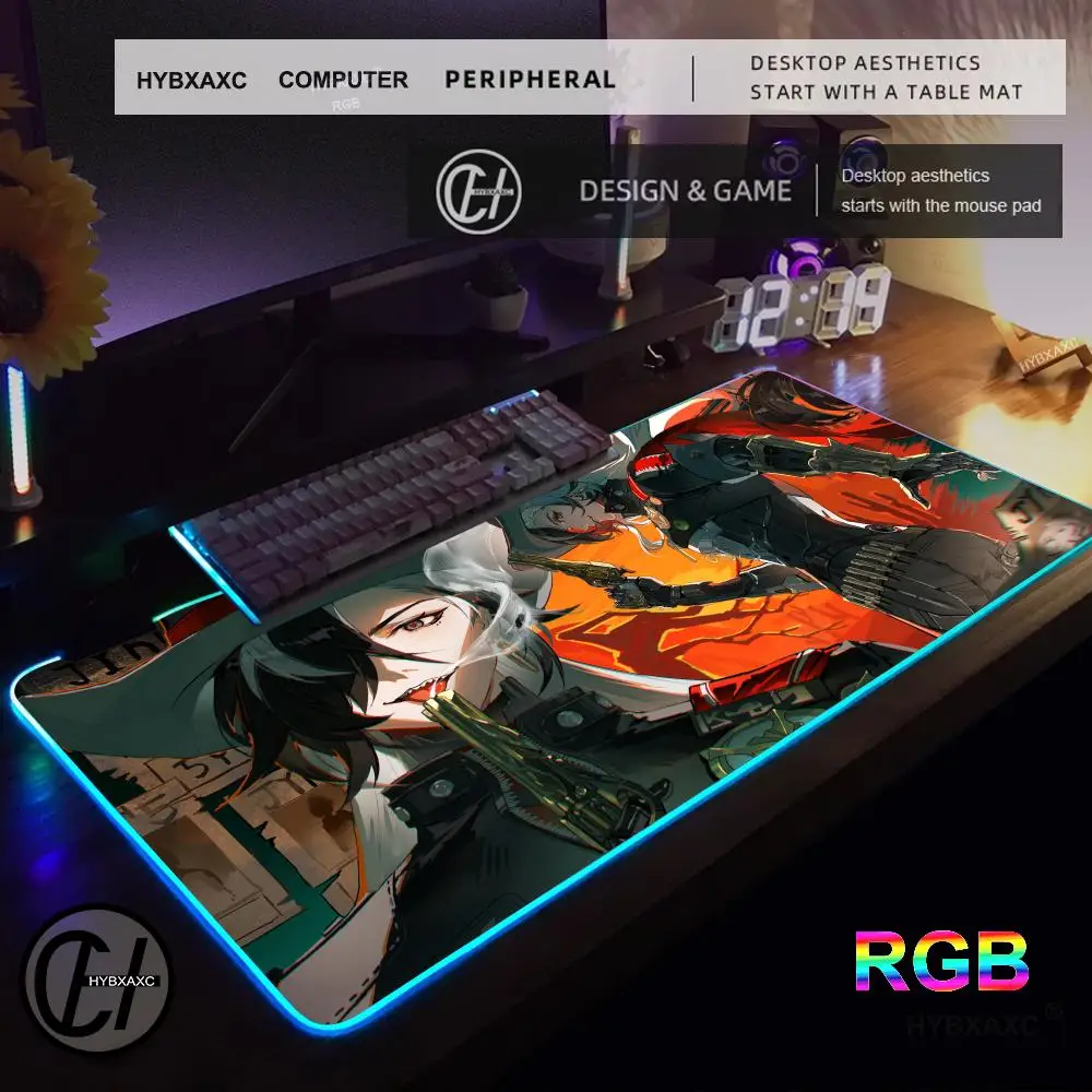 Alfombrilla de ratón Boothill RGB Gaming Honkai Star Rail, alfombrilla de escritorio HD para Gamer, alfombrillas de ratón XXL con luz LED grande, alfombra para ordenador y PC - imagen 3