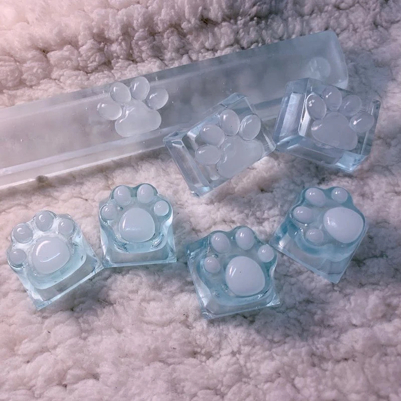 Bonitas teclas de garra de gato azul translúcidas R4 ESC eje transversal cereza mx interruptor juego teclas de teclado mecánico - imagen 5