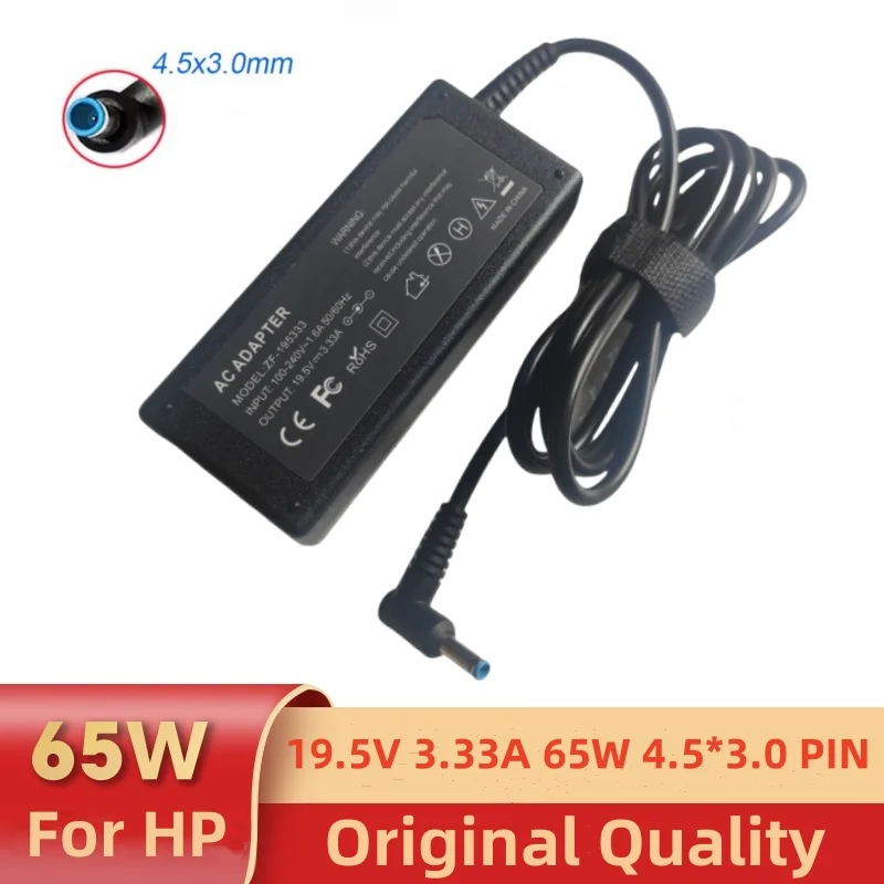 Adaptador de cargador para ordenador portátil, 19,5 V, 3,33a, 65W, 4,5x3,0mm, para HP Envy 17-j010us Pavilion 15-j000 Chromebook 11 G4 G5 EE 14 G3 246 G4 248