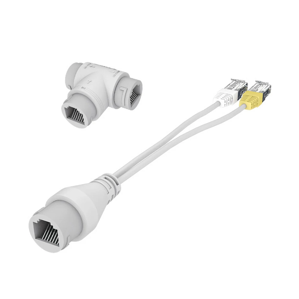 Conector de Cable de cámara POE, divisor 2 en 1 RJ45 de tres vías, IPC Dual, compatible con 4/8 núcleos para accesorios de instalación de cámara de seguridad - imagen 2