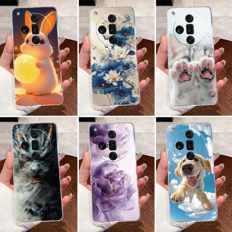 Carcasa para Oppo Find X7 Ultra Pro / X7 5G dragón de lujo lindo fresco niños niñas transparente suave TPU funda trasera cubierta de silicona transparente