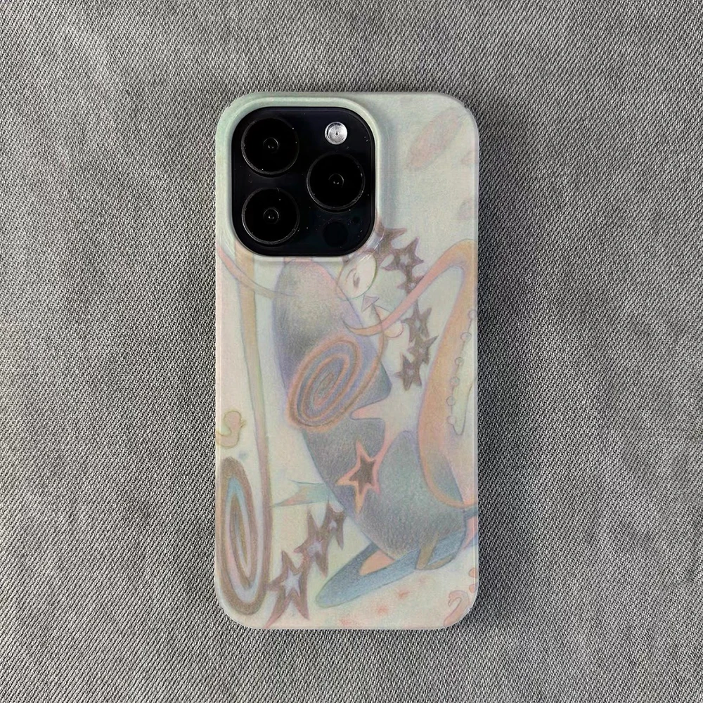 Clmj coreano Ins fantasía Graffiti funda de teléfono de lujo para iPhone 16 15 14 13 12 11 Pro Max XR XSMax 6 7 8 Plus cubierta dura HD brillante