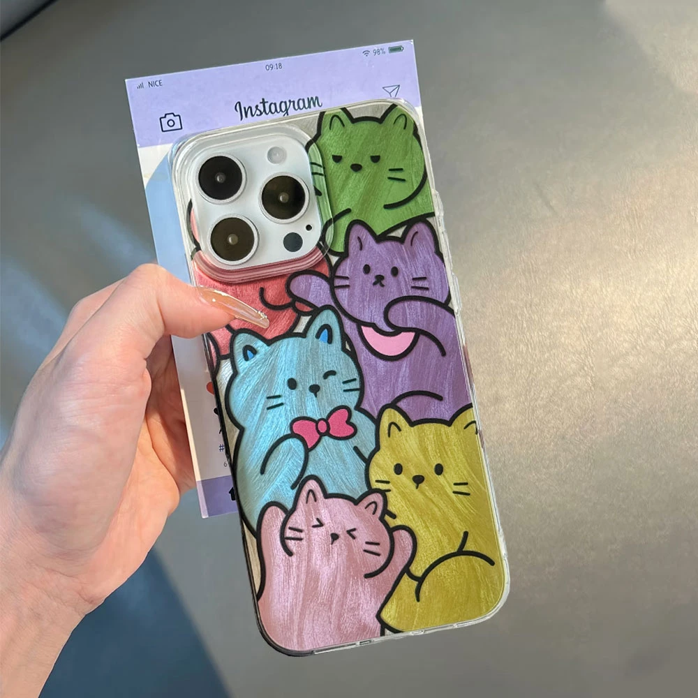 Fundas de teléfono transparentes con gradiente colorido para Apple iphone 16, 15, 14, 13, Pro Max, 16e, 16plus, 15plus, 14plus, funda de silicona para parejas - imagen 5