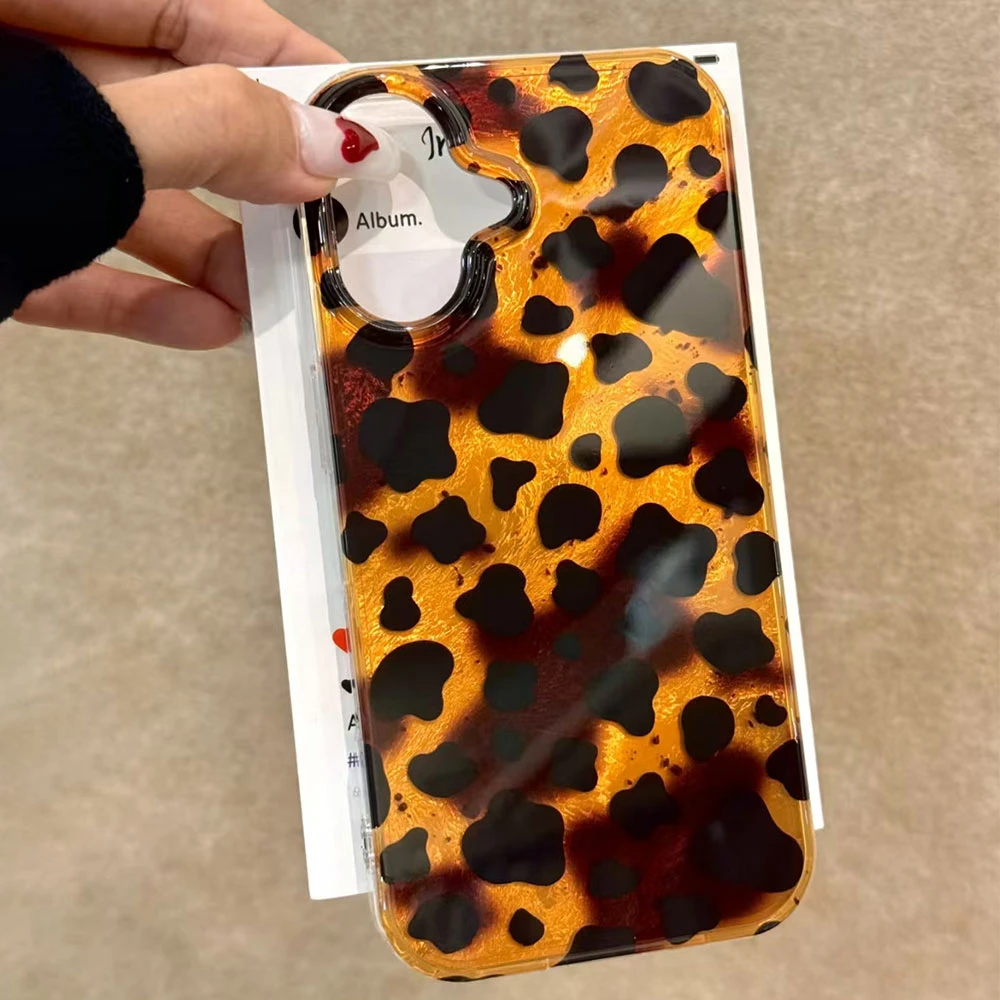 Funda de teléfono coreana con estampado de leopardo y marrón dorado para mujer, funda trasera Ultra para Samsung Galaxy S25 S24 S23 S22 S21 S20 FE Plus - imagen 3