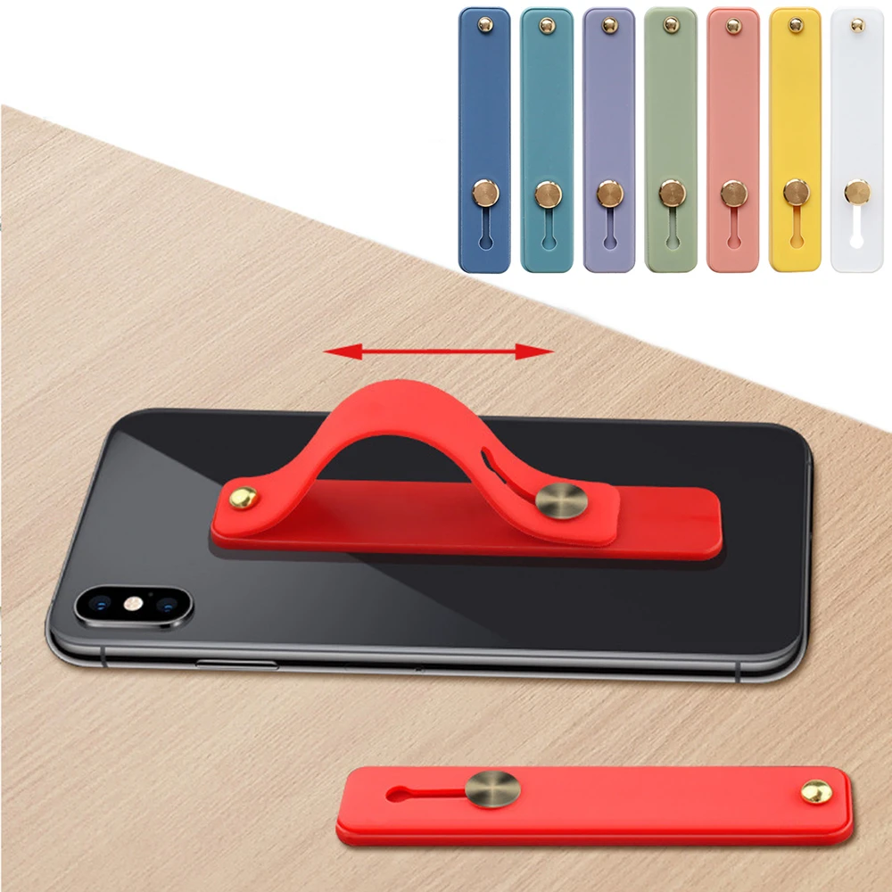 Soporte para anillo de dedo de Color caramelo, soporte de banda de mano de silicona para todas las fundas de teléfono, correa para iPhone y Samsung, soporte de agarre Push Pull