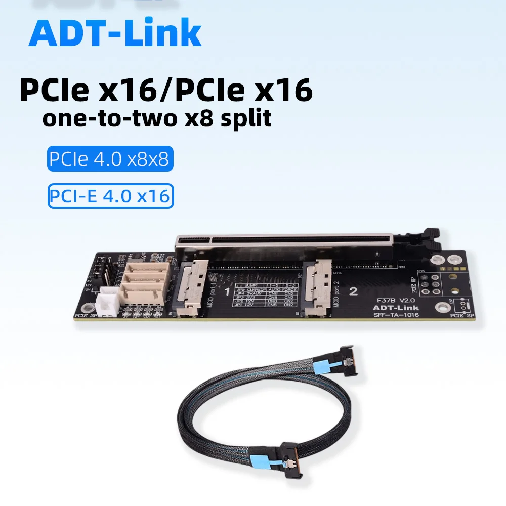 Tarjeta gráfica PCI-E 4,0x16 MCIO, tarjeta dividida GPU de vídeo, compatible con uno a dos X8 GEN4 Dual (dividir en x8x8), tarjeta adaptadora de bifurcación - imagen 4