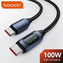 Toocki tipo C a cable tipo C 100W PD cargador rápido USB C a USB C Cable de pantalla para Xiaomi POCO F3 Realme Macbook iPad