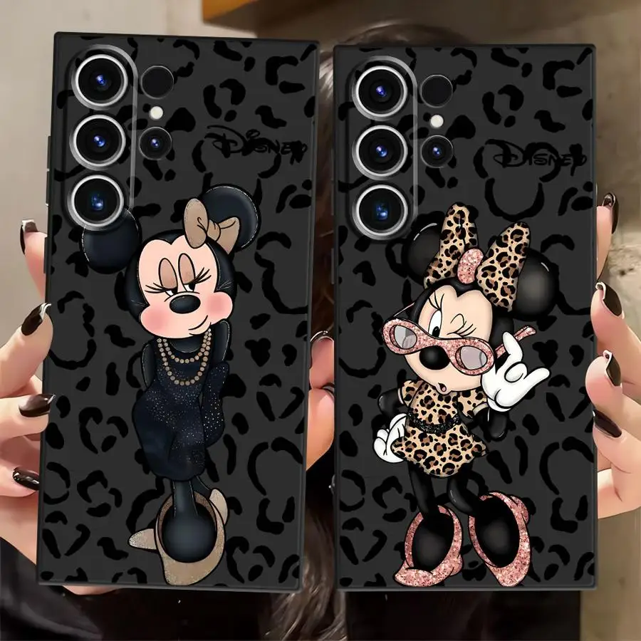 Funda de teléfono suave negra Minnie bonita de Disney para Samsung Galaxy S25 Edge S23 Ultra S24 Plus S20 S21 FE