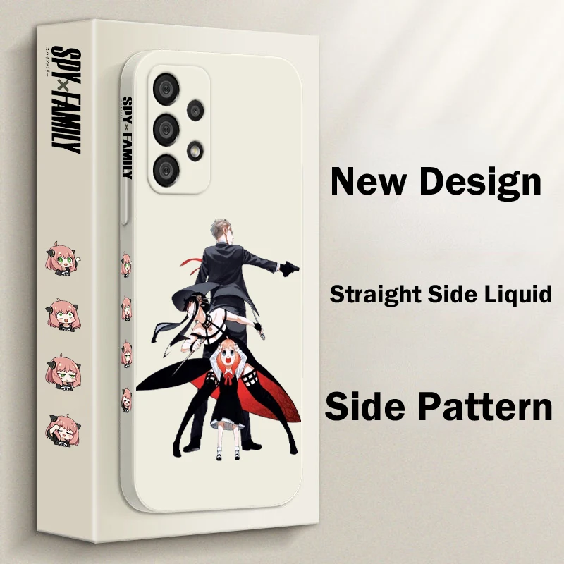 SPY X FAMILY Funda de teléfono para Samsung, A55, A53, A33, A52, A32, A71, A51, A21S, A35, A25, 5G, cuerda líquida izquierda