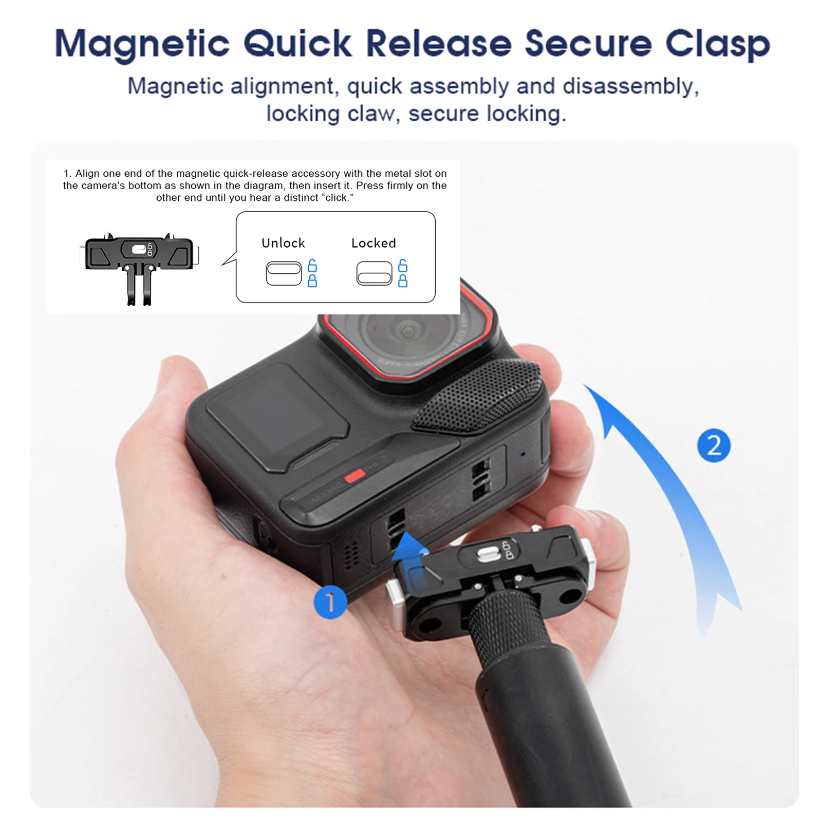 Adaptador magnético de liberación rápida para Insta360 X5/ACE/ACE PRO/ACE PRO2, adaptador de Base de liberación rápida, Base de placa plegable para cámara - imagen 4